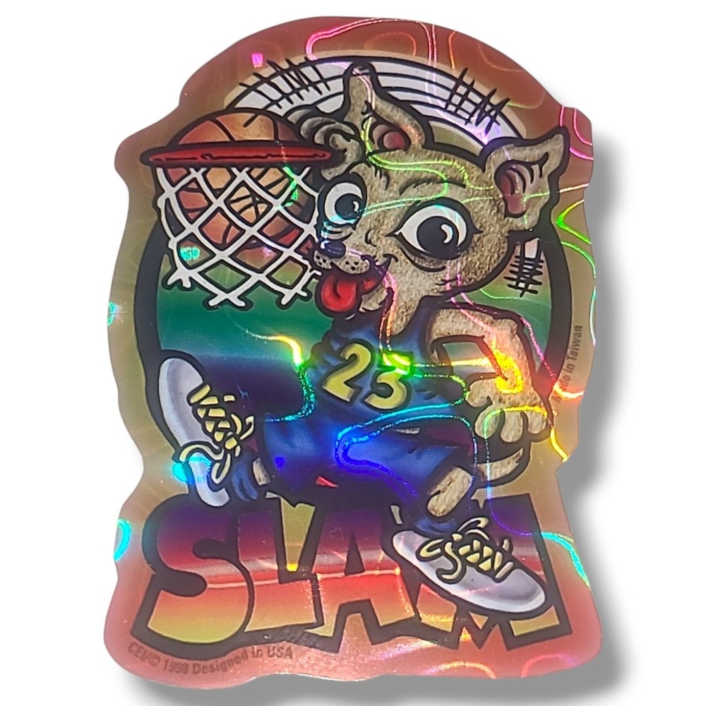 Vintage 1990s‎ Chihuahua Basketball Prism Holographic Vending Sticker NOS